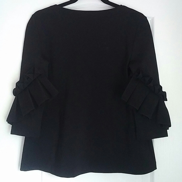 COS - pretty black stretch ruffle sleeve top - Picture 3 of 5